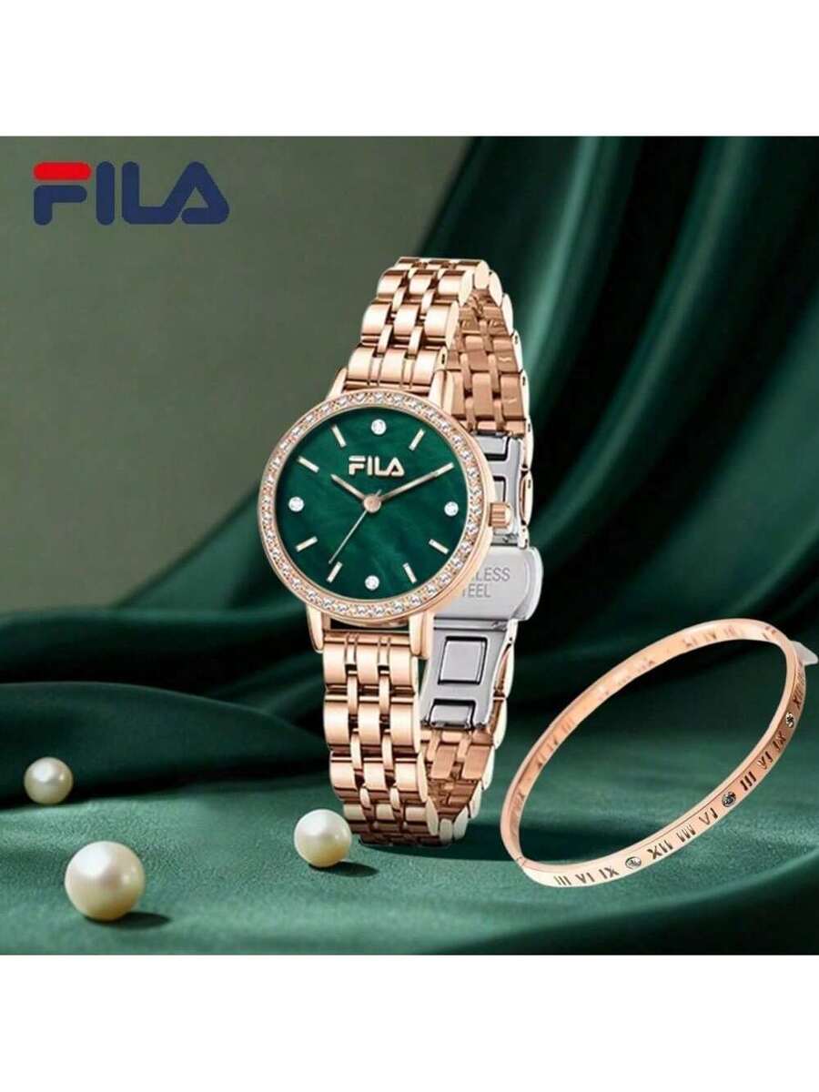Luxury Watch With Green Dial - Elegant Womens Quartz Watch With Crystal