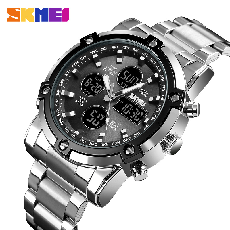 Minute Repeater Watch - Skmei 1389 Men Three Time Quartz