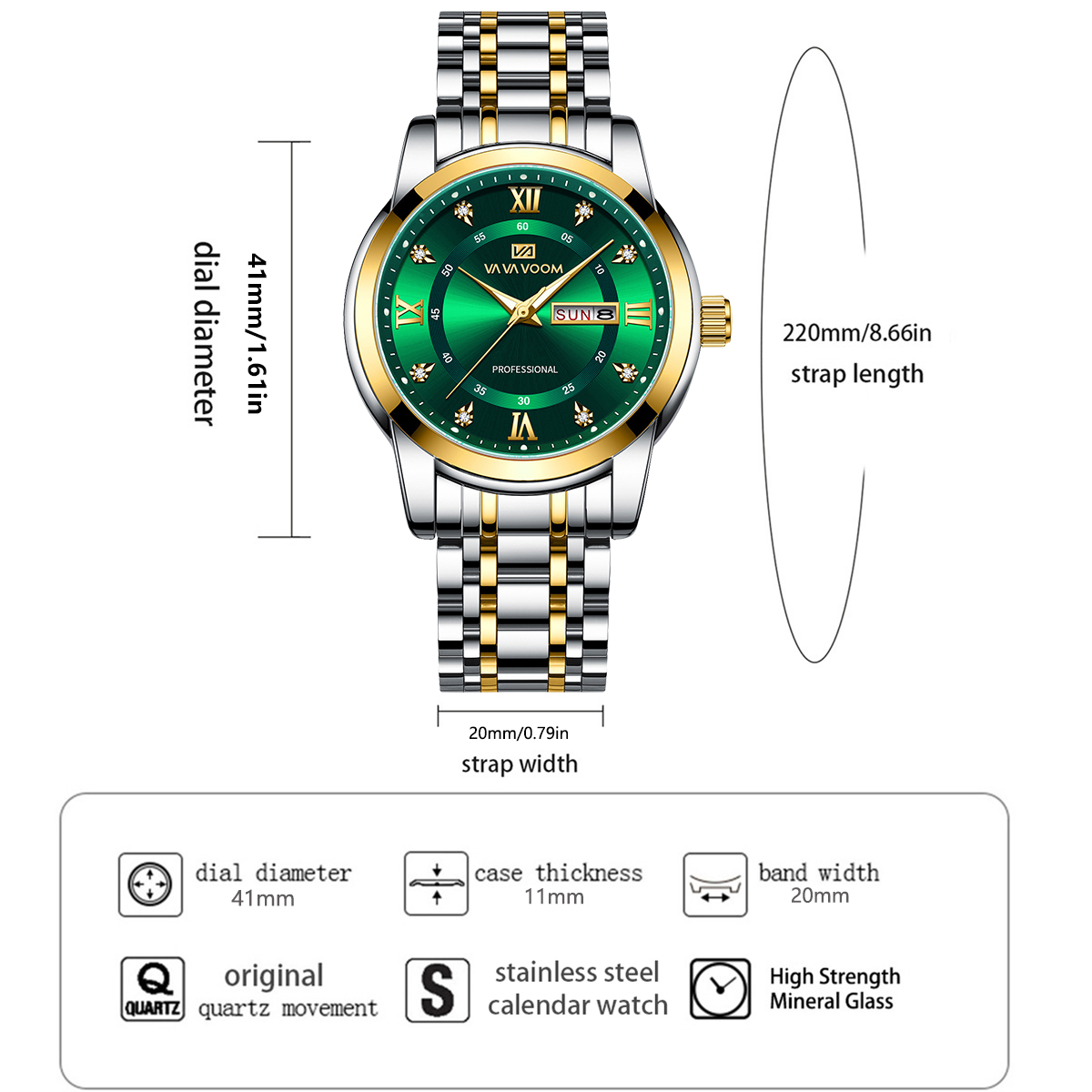 Luxury Rhinestone Gold Ring St - огляд і ціна Luxury Watch With Green Dial