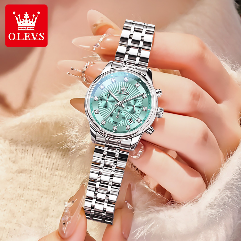 OLEVS Womens Watches Fashion L - огляд і ціна Luxury Watch With Green Dial