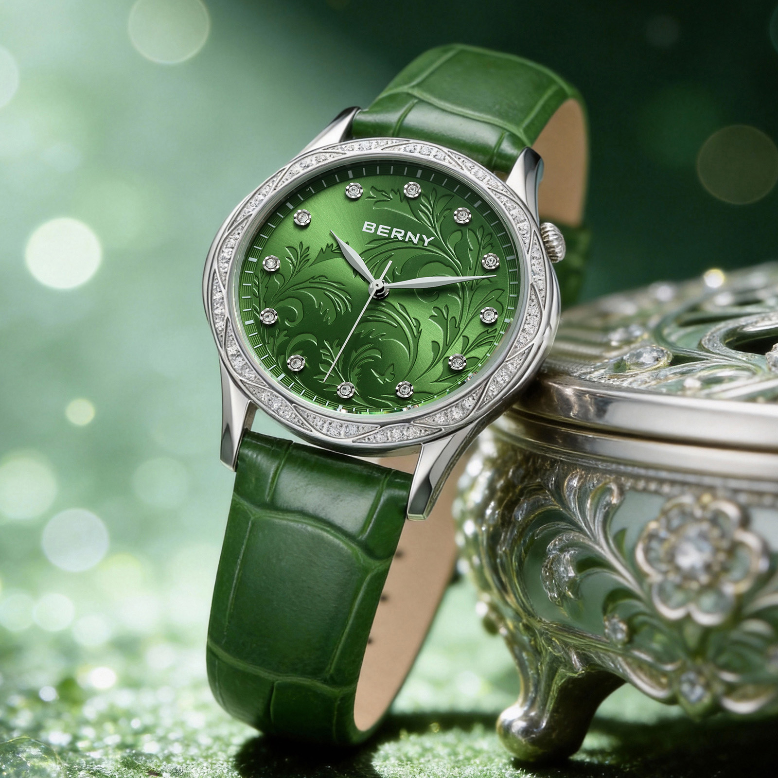 BERNY Women‘s Quartz Watch Gre - огляд і ціна Luxury Watch With Green Dial