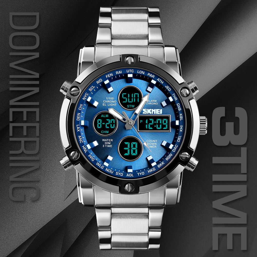 Skmei 1389  Men Three Time Qua - огляд і ціна Minute Repeater Watch